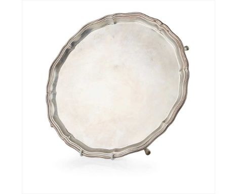A 1920s salver Albert Faulkner, Sheffield 1918, retailed by J. Bartleman &amp; Son, Edinburgh, of moulded circular outline, t