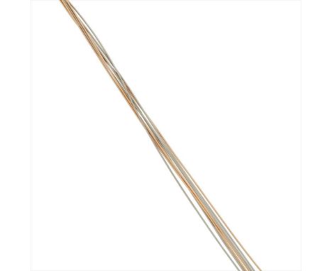 An 18ct bi-coloured gold necklace, Boodle &amp; Dunthorne composed of seven snake link white and rose gold chains, to barrel 