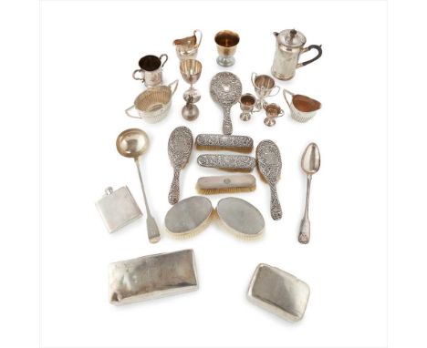 A group of miscellaneous hollowware and flatware to include, a Victorian christening mug, Robert Hennell, London 1876, of pla