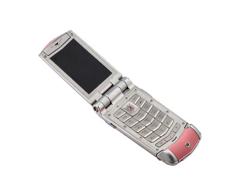  VERTU Handy "CONSTELLATION AYXTA ROSÉ", NP. ca.: 6.350,-€. Edelstahl, partiell bezogen mit roséfarbenem Leder, Menu-Button b