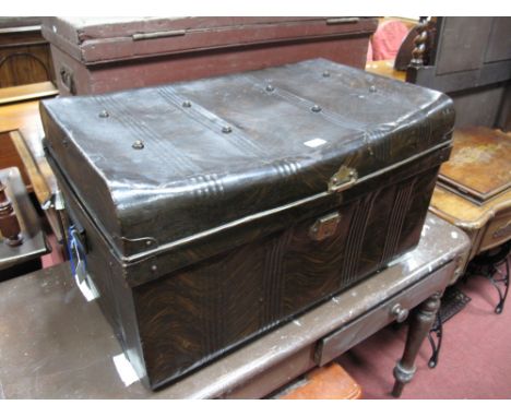 A XIX Century Metal Travel Trunk, with dome top.