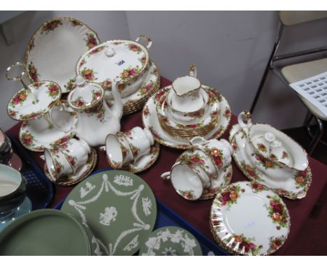 Royal Albert Old Country Roses Dinner and Tea Ware, comprising six dinner plates, six tea plates, six dessert bowls, sandwich