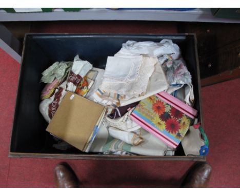 A Quantity of Linens, in tin trunk. 