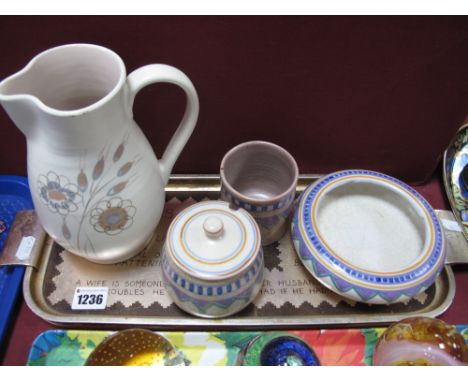 A Poole Pottery Streamline White Earthenware Jug, decorated with the 'Trudiana' pattern by Shiela Jenkins (1955-59); together