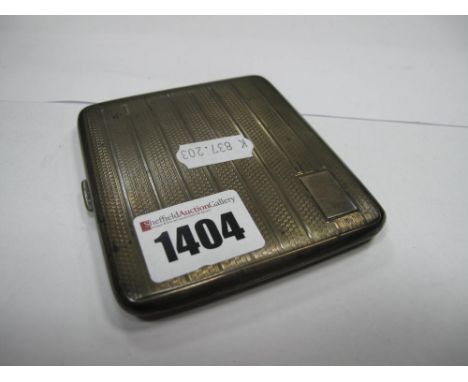 A Hallmarked Silver Cigarette Case, London 1929, with engine turned decoration.