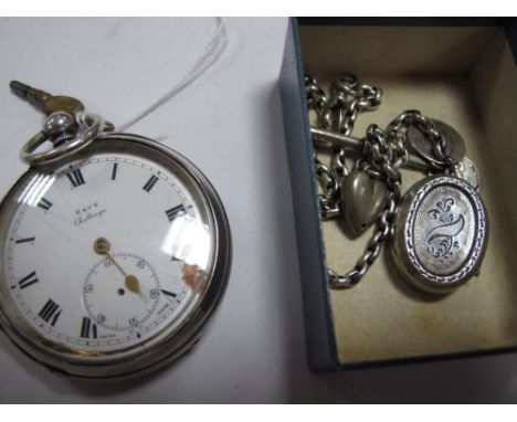 Kays Challenge; A Hallmarked Silver Cased Openface Pocketwatch, the (damaged) dial with black Roman numerals and seconds subs