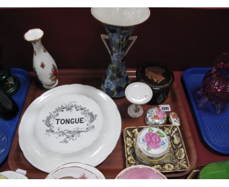 K & Co Tongue Dish, Chinese waisted vase, trinket boxes, etc:- One Tray