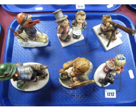 Six Goebel Models, including 'The Artist', Boy Skiing, Stargazing, Feeding the Dog etc:- One Tray