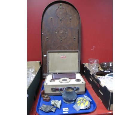 A Mid XX Century Pinnacle Wooden Bagatelle, vintage Vidor 'Lady Anne' cased radio, AA badge (No 1B59391), early XX Century tr