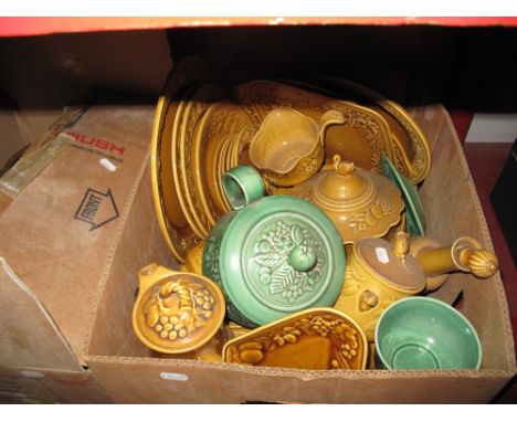 A Quantity of Royal Worcester Crown Dinnerware, in green and mustard; together with a Studio Concept part tea and dinner serv