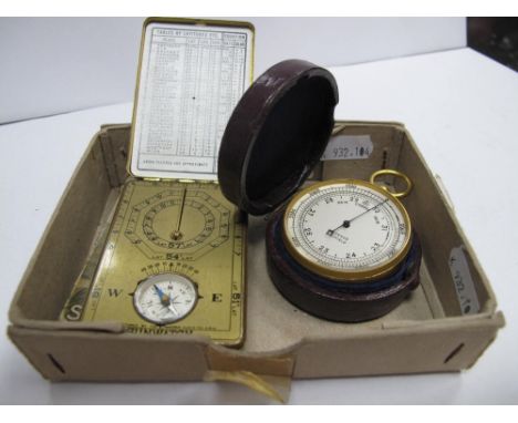 Ansonia Sunwatch, in original box; together with a Redfearn's Sheffield pocket barometer, in protective case. (2)