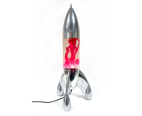 A "Giant " Mathmos Vintage Style Lava Lamp Formed as a Rocket, 84cm high, with dimmer switch.