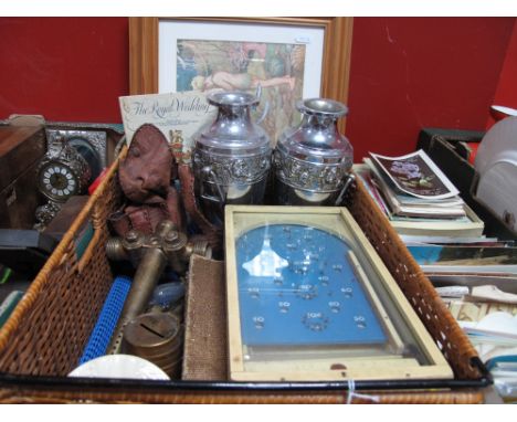 Chad Valley Bagatelle, vintage Harry Mason heavy brass beer taps, cased and loose cutlery, Royal Doulton, 'Churchill' ashtray