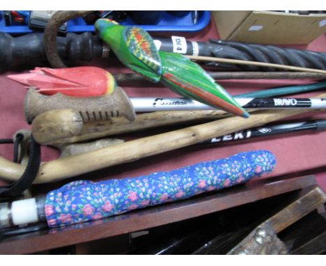 Mother of Pearl Inlaid African Ebonised Cane; five others, etc. 