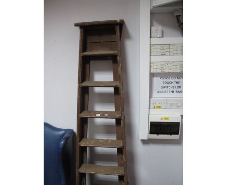 A Large Pair of Painted Pine Step Ladders. 