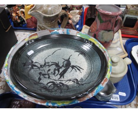 Studio Pottery - Jug by Waistel Cooper, Salaman 1988 bowl decorated with birds, other pieces include Sidney Tustin, Crowan Po