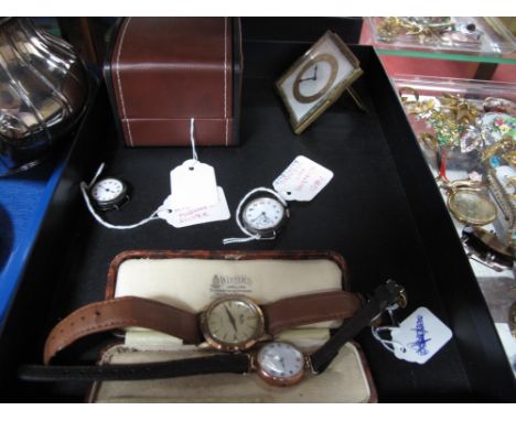 A Chester Hallmarked 9ct Gold Cased Ladies Wristwatch, the white dial with black and red Arabic numerals, within plain case, 