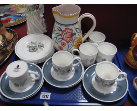 Wedgwood Susie Cooper 'Glen Mist' Coffee Ware, of seventeen pieces, Poole pottery jug vase:- One Tray