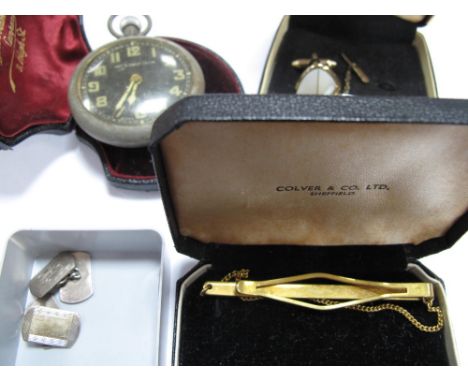 A Pair of Engine Turned Gent's Cufflinks, initialled; together with further cufflinks, etc.