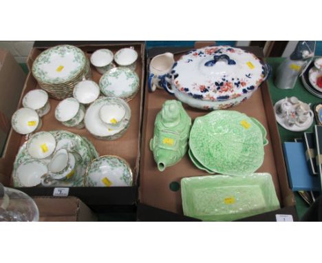 A circa 1930s teapot, fashioned as 'The Old Lady who Lived in a Shoe', together with three similar dishes, an Edwardian tea s