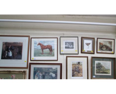 A collection of prints including a pencil signed David Shepherd print 'Cottage Companions' and others