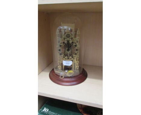 A kit built 'York Minster' skeleton clock under glass dome 