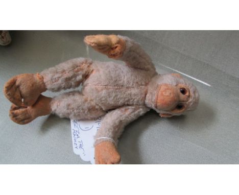 A possibly Steiff lambs wool jointed monkey, with felt face, hands, etc (no markings)