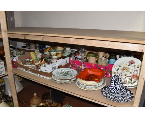 FIVE BOXES AND LOOSE ASSORTED CERAMICS to include a group of unfinished Royal Crown Derby Imari items, a Midwinter 'Ming Tree