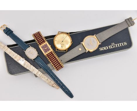 AN ASSORTMENT OF WATCHES, to include a ladies 'Raymond Weil' model number 5777, a ladies white metal 'Accurist' wristwatch wi