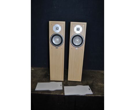 A PAIR OF ELTAX LIBERTY FRONT FLOOR STANDING SPEAKERS model No 01874 height 84cm (all working but link straps from woofer to 