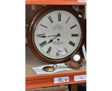 A JOHN LONG OF TIVERTON FUSEE WALL CLOCK, a roman numeral enamelled dial marked 'J. Long Tiverton,' key and pendulum provided