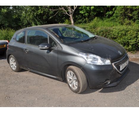 A 2015 PEUGEOT 208 THREE DOOR HATCHBACK CAR in grey Registration Number BX15 ZHC with a 1200cc petrol engine, five speed manu