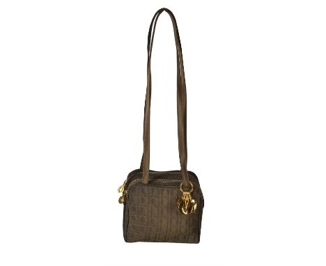 Christian Dior, Trotteur 2 Zips, a Khaki polyester Cannage quilted shoulder bag, with twin shoulder straps and yellow metal h