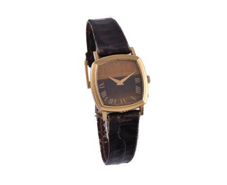 Piaget, Ref. 9233, Lady's gold coloured wrist watch with tiger's eye dial, no. 170946Movement: Cal. 9P, manual wind, adjusted