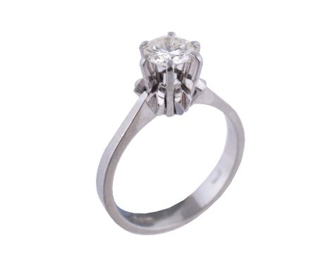 A diamond single stone ring, the brilliant cut diamond, estimated to weigh 0.50 carats, in a six claw setting, stamped 750 wi