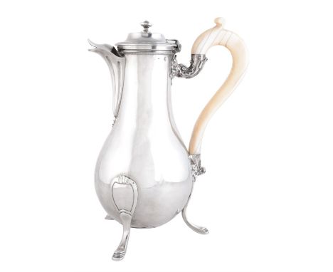 Y A French silver baluster coffee pot by Nicolas-Richard Masson, 1st standard Paris 1798-1809, with a button finial to the do