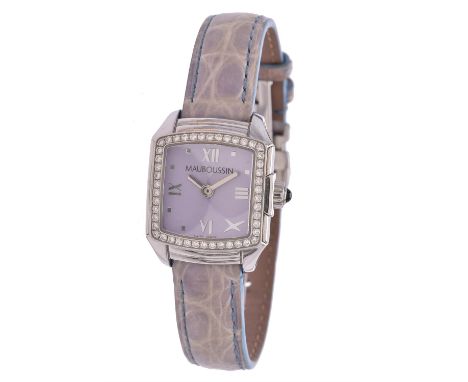 Y Mauboussin, Ref. R908, Stainless steel and diamond wrist watch with mother of pearl dial, no. 03149Movement: Swiss quartz, 