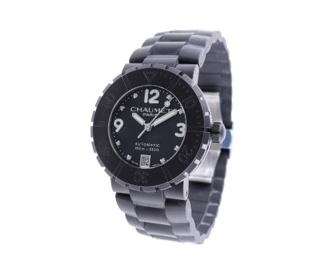 Chaumet, Class one, Black coated wrist watch, no. 628C-0214Movement: AutomaticCase: Black coated case, rotating bezel, screw 