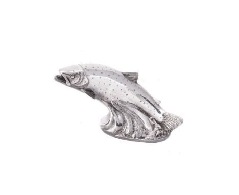 A silver over resin model of a leaping salmon by Camelot Silverware Ltd, Sheffield 2008, filled, 12.5cm (5in) high