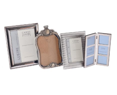 Three silver mounted photo frames by Carr's of Sheffield Ltd., to include: a rectangular photo frame, Sheffield 2015, with ba