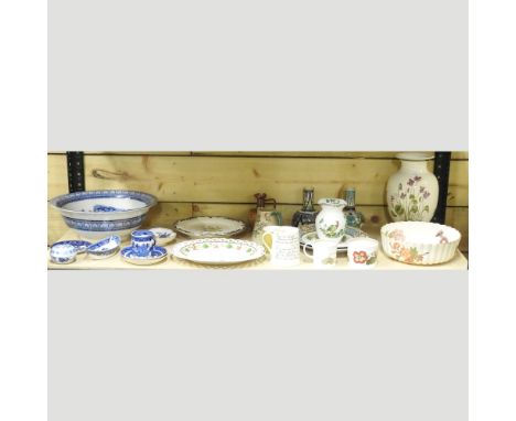 A collection of china to include Royal Worcester blush ivory and Spode blue and white dinner wares