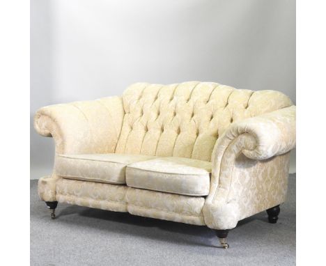 A modern cream upholstered button back sofa, by Lincoln House Furnishings, 181cm