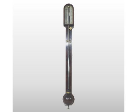 A 19th century mahogany cased stick barometer, the bone dial signed, C H Chadburn, Liverpool, 92cm high