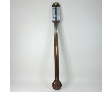 A 20th century rosewood cased stick barometer, having an exposed tube, signed Russell, Norwich, 88cm high