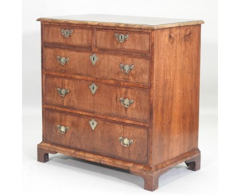 An 18th century and later walnut and crossbanded chest, on bracket feet, 81cm. Provenance: purchased by the vendor from Phill