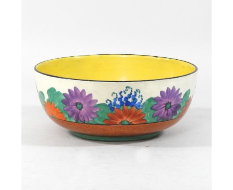 A Clarice Cliff bowl, decorated in the Gayday pattern, Fantasque Bizarre printed marks to base, 19cm diameter 