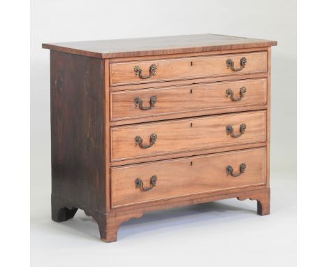 A George III and later mahogany chest of drawers, on bracket feet, 97cm