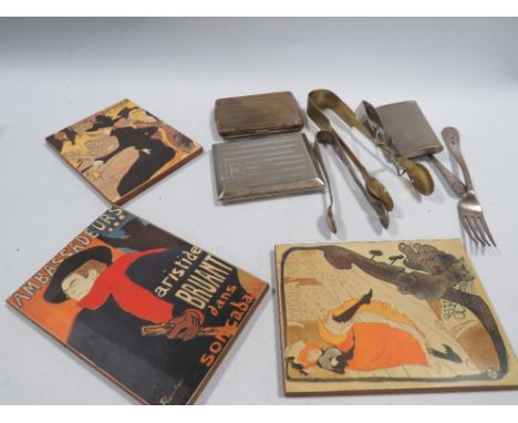 A small tray of collectables to include a hallmarked silver fork 
