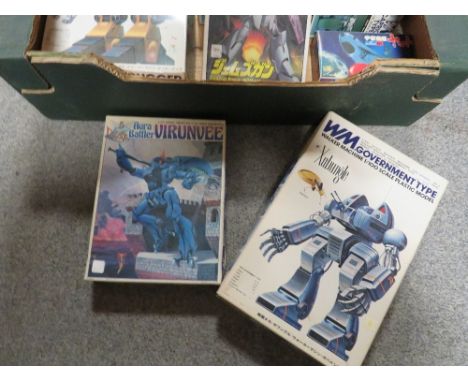 Six boxed Ban Dai model kits mixed scale to include 3 x 1:100 scale, 1 x 1:72 scale, 1 x 1:44 scale etc