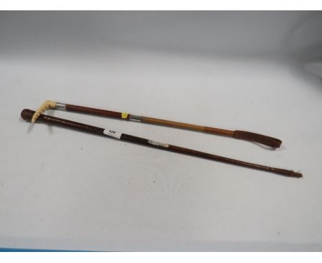 A vintage riding crop together with a whip A/F 